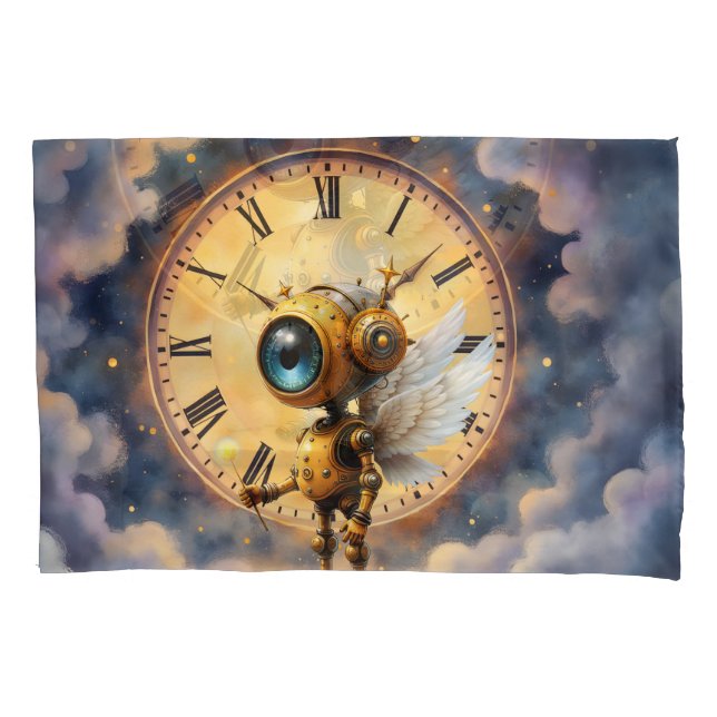 Robby the Winged Timekeeper – Wings of Time Series Pillowcase (Front)
