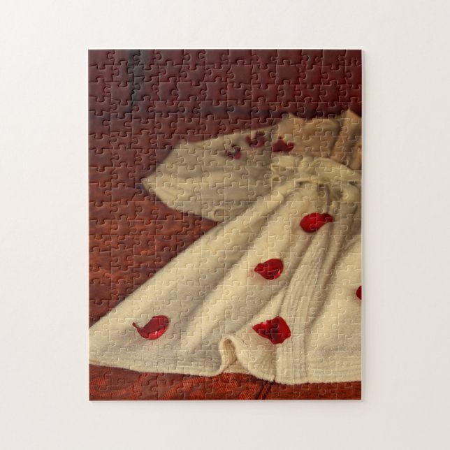 Robe, petals and bed jigsaw puzzle (Vertical)