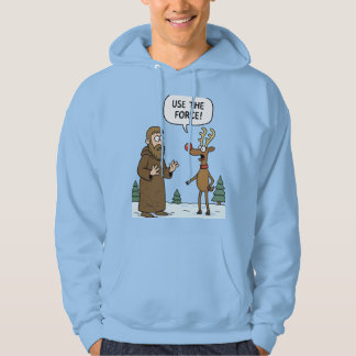 Robed Monk and Reindeer Winter Scene Hoodie
