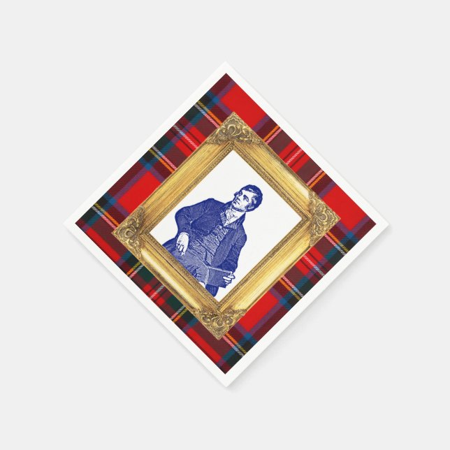 Robert Burns Royal Stewart Plaid Cocktail Napkin (Corner)