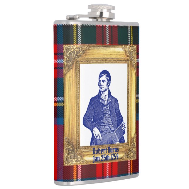 Robert Burns Royal Stewart Plaid Jan 25 Cocktail Hip Flask (Right)