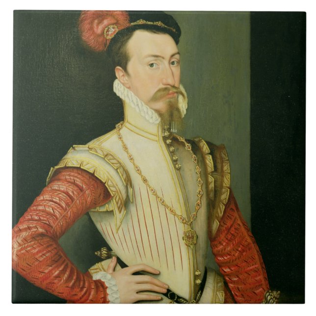 Robert Dudley (1532-88) 1st Earl of Leicester, c.1 Ceramic Tile (Front)
