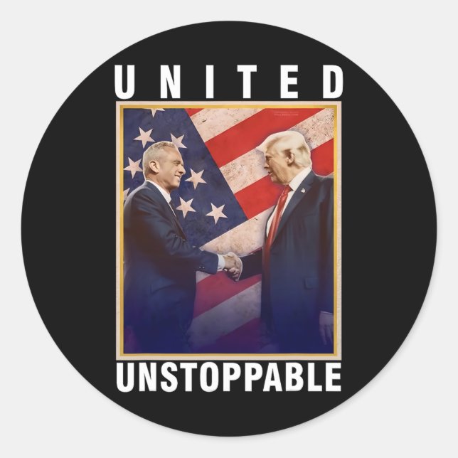 Robert F Kennedy Jr Trump United Unstoppable  Classic Round Sticker (Front)