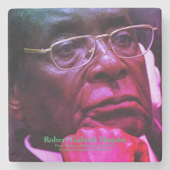 Robert G. Mugabe, President of Zimbabwe Stone Coaster (Front)