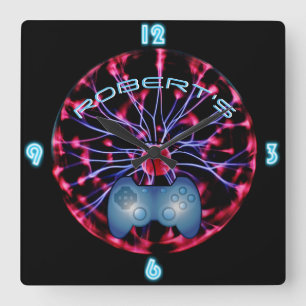 ROBERT - GAMERS Gaming Den Room Clock neon
