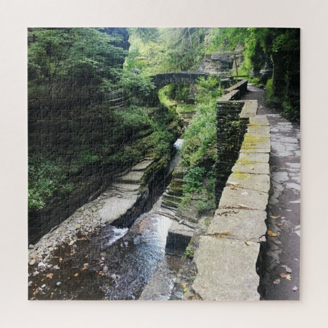 robert h. treman state park bridge jigsaw puzzle (Vertical)