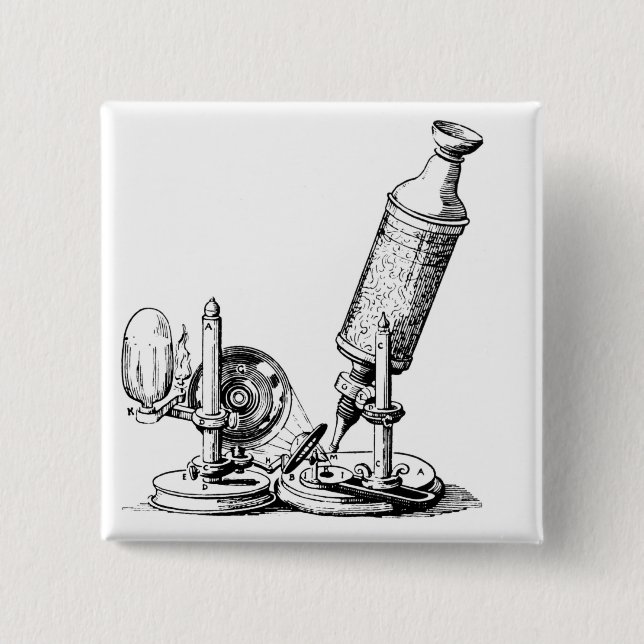 Robert Hooke's Microscope 15 Cm Square Badge (Front)