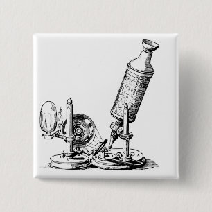 Robert Hooke's Microscope 15 Cm Square Badge