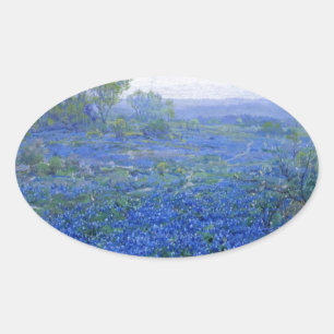 Robert Julian Onderdonk a-cloudy-day-bluebonnets Oval Sticker