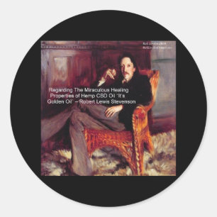 Robert Louis Stevenson & Quote CBD is Golden Oil Classic Round Sticker