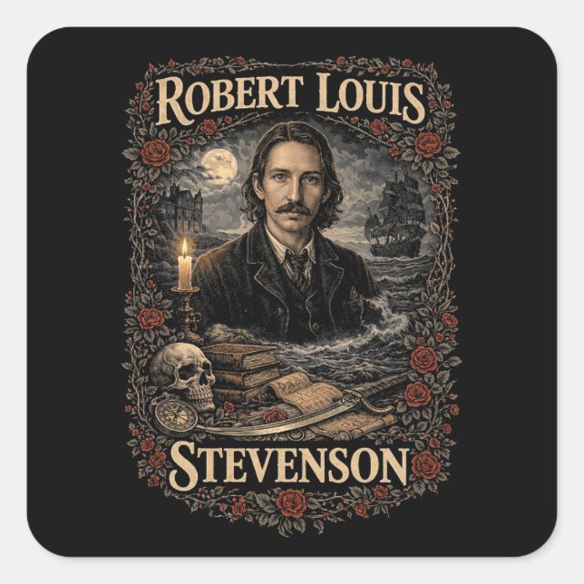 Robert Louis Stevenson Square Sticker (Front)