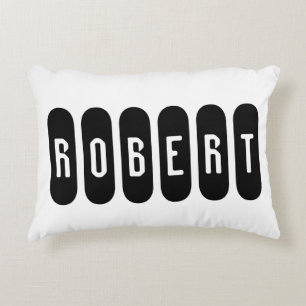 Robert Mens Name In Black n White, Decorative Cushion