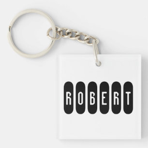 Robert Mens Name In Black n White, Key Ring