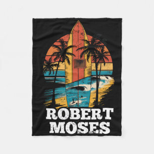 Robert Moses Surfboard Surfing Retro Fleece Blanket