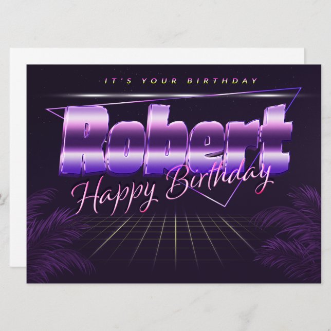 Robert Name First name lila retro card Birthday (Front/Back)