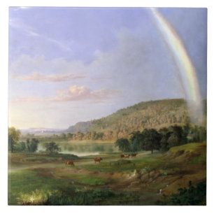 Robert S. Duncanson Landscape with Rainbow Poster Ceramic Tile