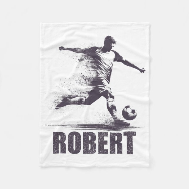 Robert Soccer Boys Personalised First Name Robert  Fleece Blanket (Front)