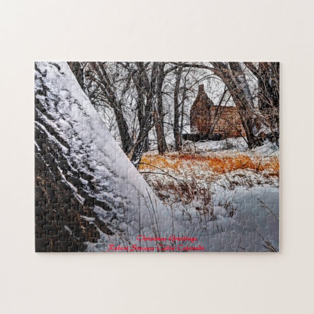 Robert Strauss Cabin Colorado. Christmas Greetings Jigsaw Puzzle (Horizontal)