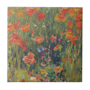 Robert Vonnoh Red Poppies 1888 Impressionist Art Ceramic Tile