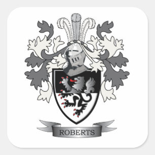 Roberts Family Crest Coat of Arms Square Sticker