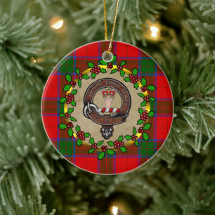 Robertson Badge & Tartan Personalised Christmas Ceramic Ornament