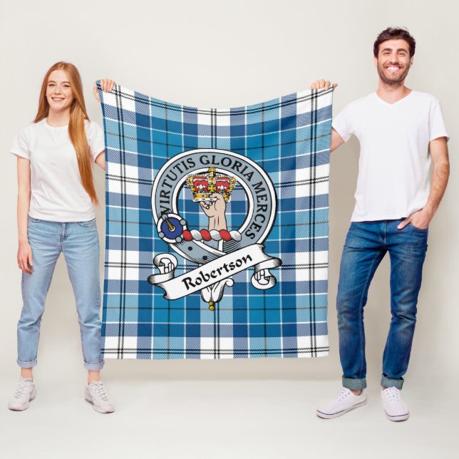 Robertson Clan Badge Tartan Plaid Fleece Blanket (In Situ)