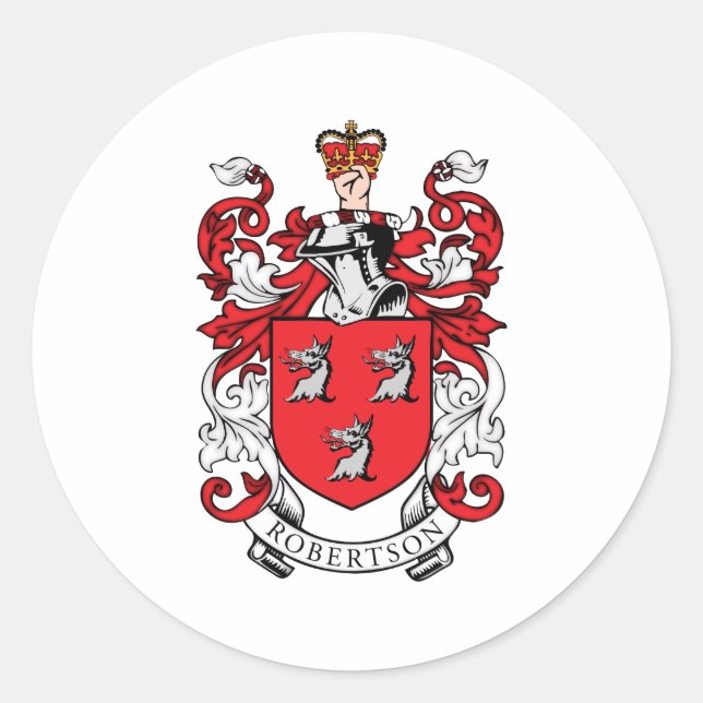 Robertson Family Coat of Arms Classic Round Sticker (Front)
