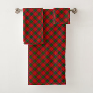 Robertson tartan red green plaid bath towel set