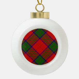 Robertson tartan red green plaid ceramic ball christmas ornament