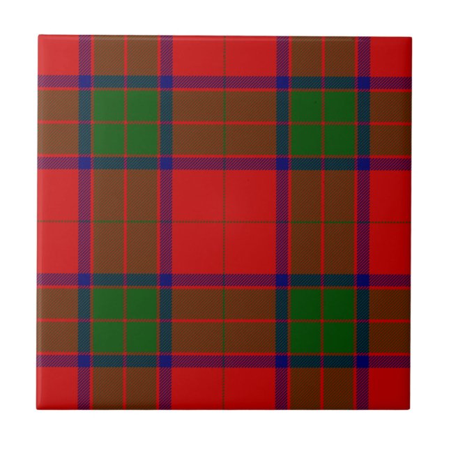Robertson tartan red green plaid ceramic tile (Front)