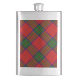 Robertson tartan red green plaid hip flask