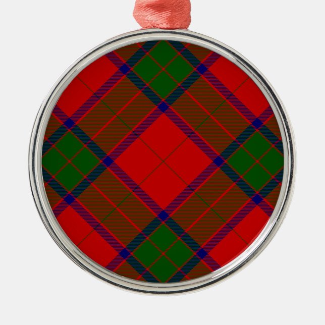 Robertson tartan red green plaid metal tree decoration (Front)