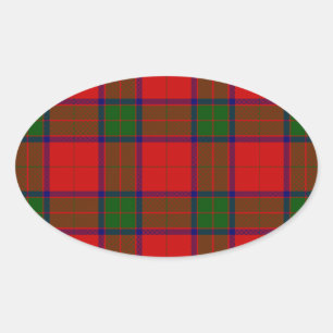 Robertson tartan red green plaid oval sticker