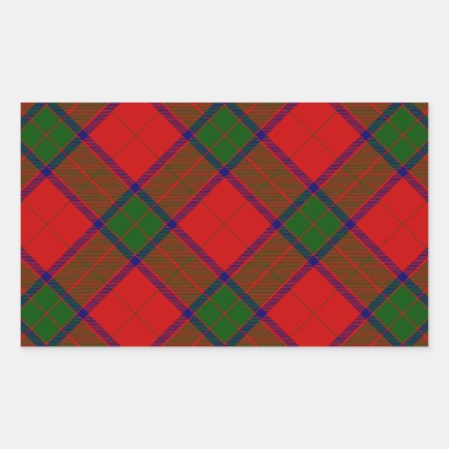 Robertson tartan red green plaid rectangular sticker (Front)