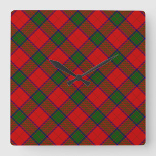 Robertson tartan red green plaid square wall clock