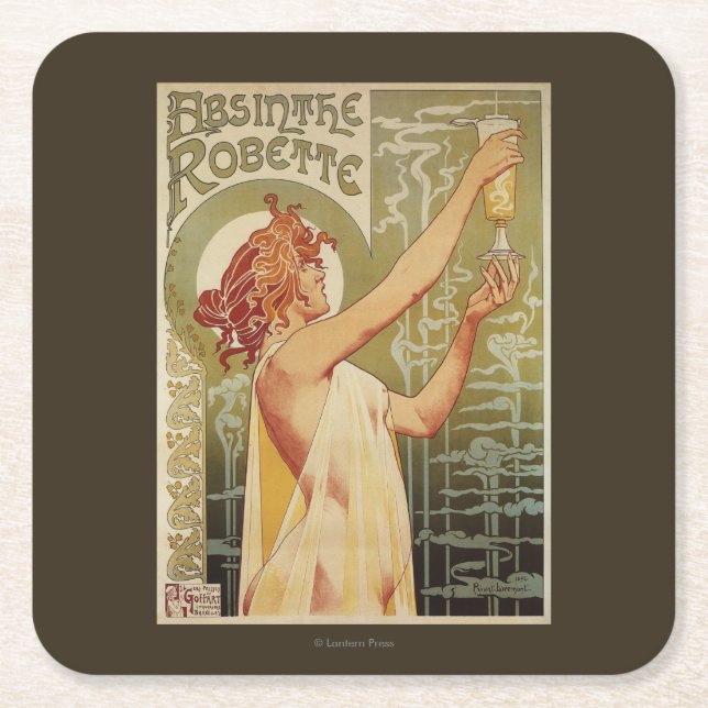 Robette Absinthe Advertisement Poster Square Paper Coaster (Front)