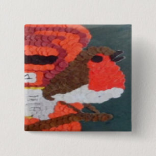Robin 15 Cm Square Badge