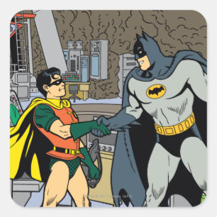 Robin And Batman Handshake Square Sticker