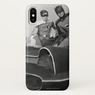 Robin and Batman Standing in Batmobile iPhone X Case