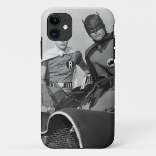Robin and Batman Standing in Batmobile iPhone 11 Case