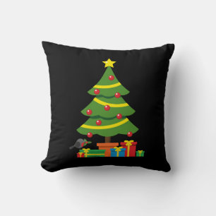 Robin And Colourful Presents Under Christmas Tree Cushion