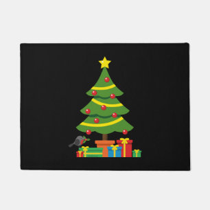 Robin And Colourful Presents Under Christmas Tree Doormat