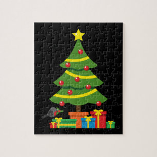 Robin And Colourful Presents Under Christmas Tree Jigsaw Puzzle