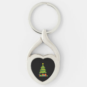 Robin And Colourful Presents Under Christmas Tree Key Ring