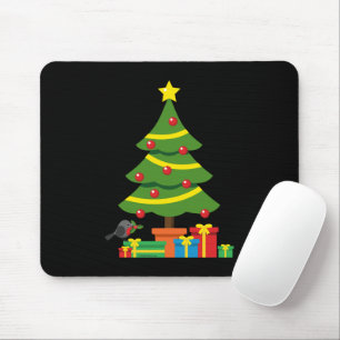 Robin And Colourful Presents Under Christmas Tree Mouse Pad