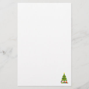 Robin And Colourful Presents Under Christmas Tree Stationery