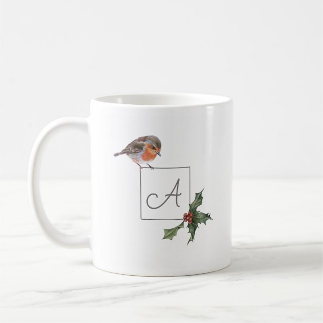Robin and Holly Christmas Mug (Left)