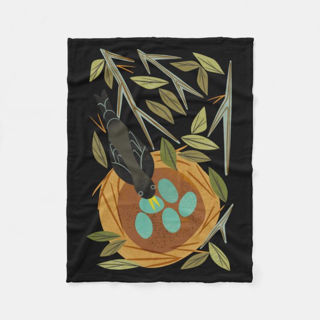 Robin And Nest Sticker  Fleece Blanket (Front)