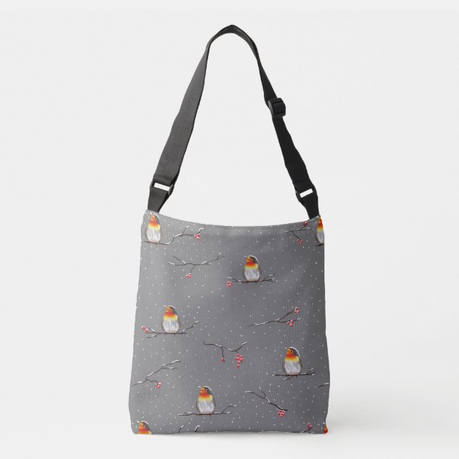 robin and snow pattern crossbody bag (Front)