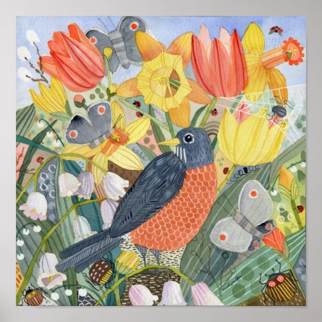 Robin and Spring Garden poster (Front)